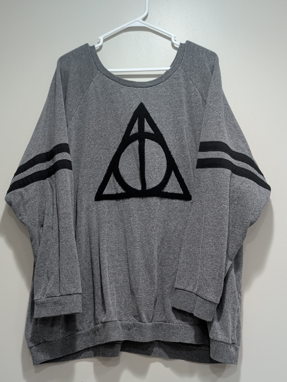 torrid Gray Pullover Sweater with Black Graphic Stripes